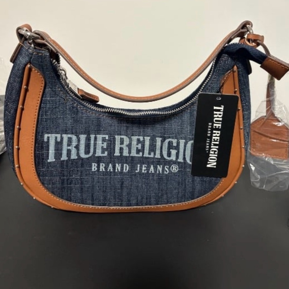 True Religion Denim bag dark blue brand New with Chain